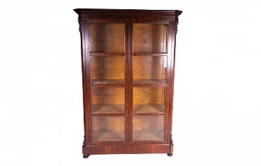 Three-shelf wooden showcase with two doors, 2000s