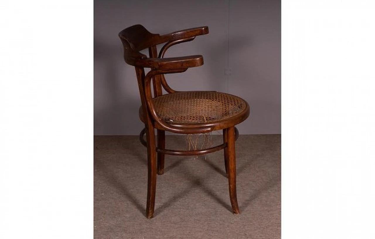 Wooden desk chair with Vienna straw seat by Thonet, 1960s 4