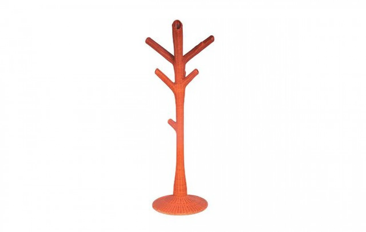 Wicker clothes stand in coral by Gervasoni, 1970s 1