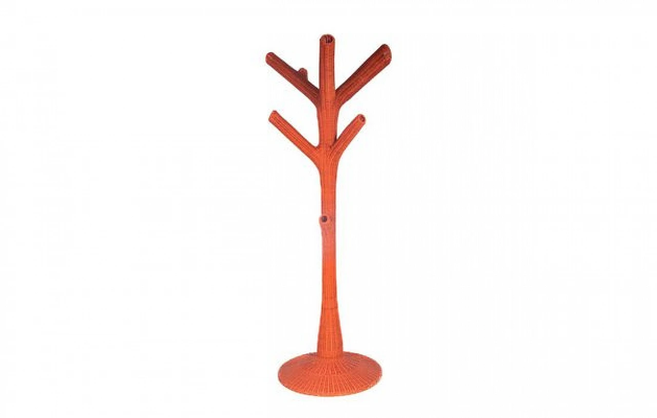 Wicker clothes stand in coral by Gervasoni, 1970s 2