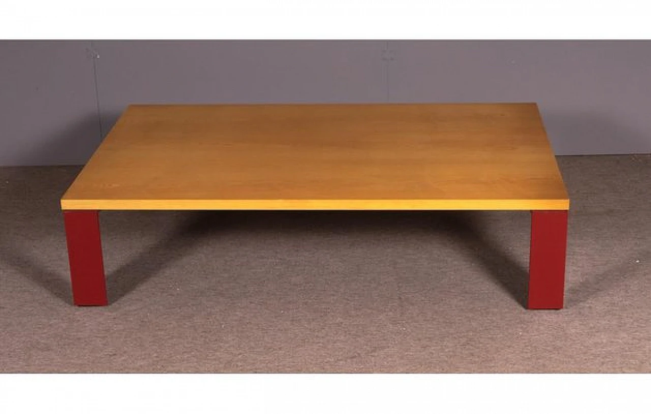 Coffee table in ashwood with red legs by Artemide, 1970s 1