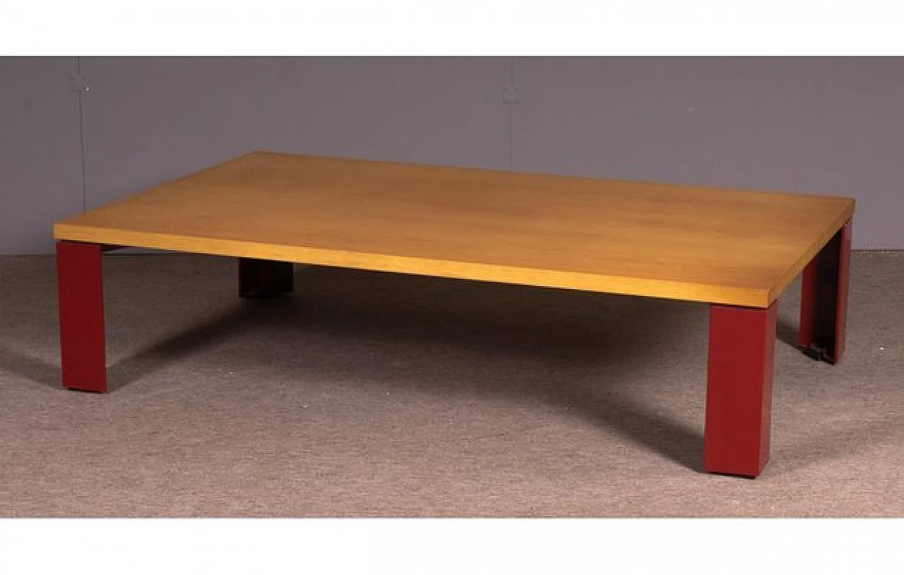 Coffee table in ashwood with red legs by Artemide, 1970s 2