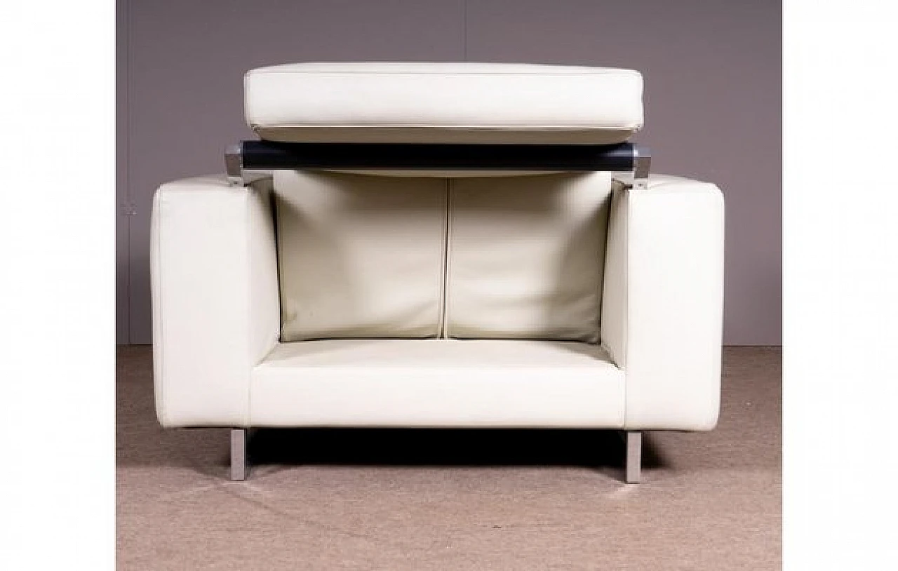 Armchair in beige leather and chromed metal structure, 1990s 5