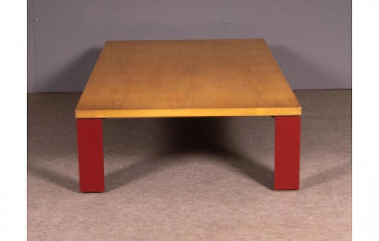 Coffee table in ashwood with red legs by Artemide, 1970s 4