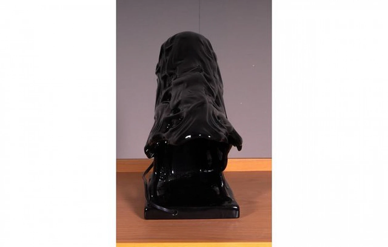 Woman-shaped table lamp in black ceramic, 1990s 3