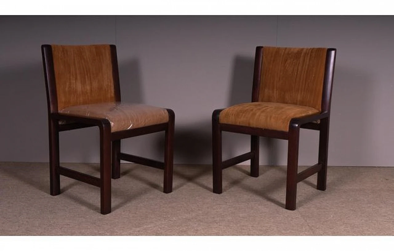 Pair of chairs in beech wood with velvet seat and backrest, 1990s 1