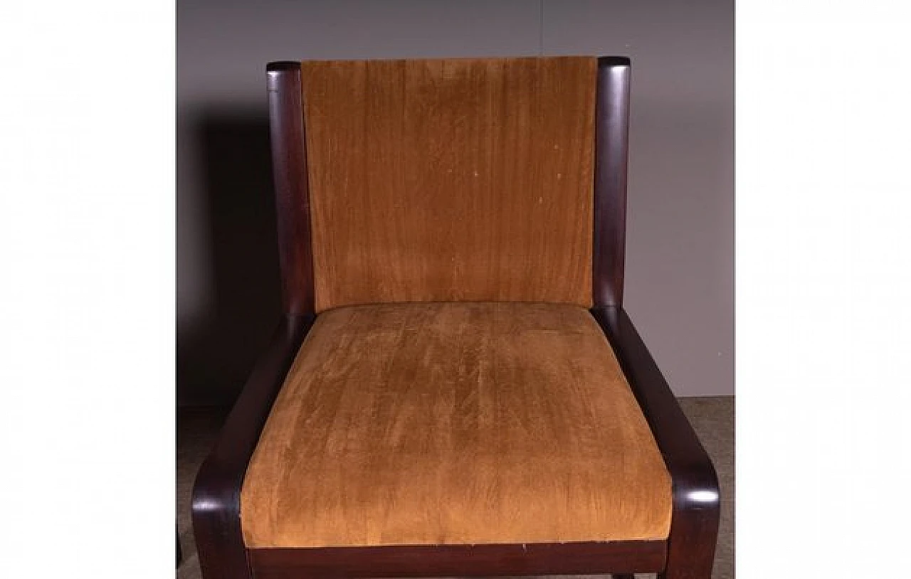 Pair of chairs in beech wood with velvet seat and backrest, 1990s 4