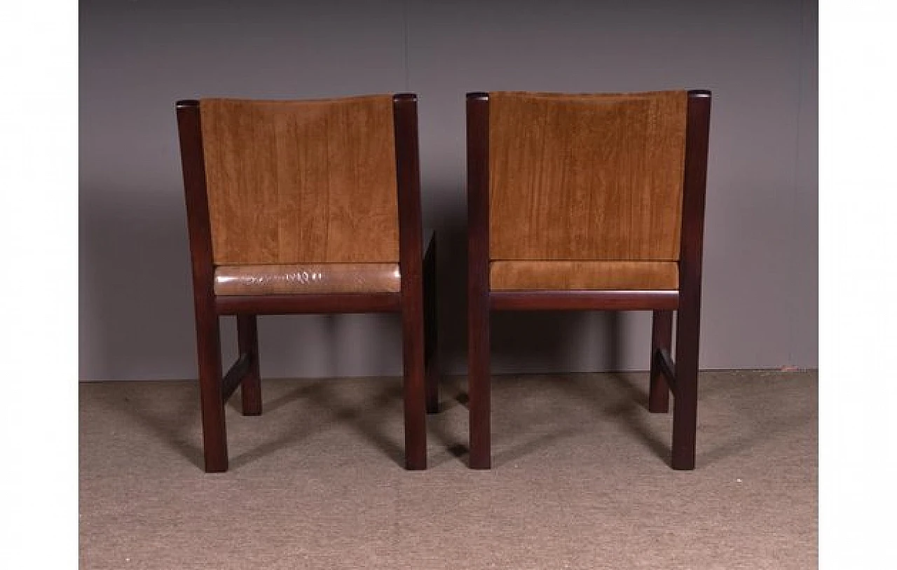 Pair of chairs in beech wood with velvet seat and backrest, 1990s 6