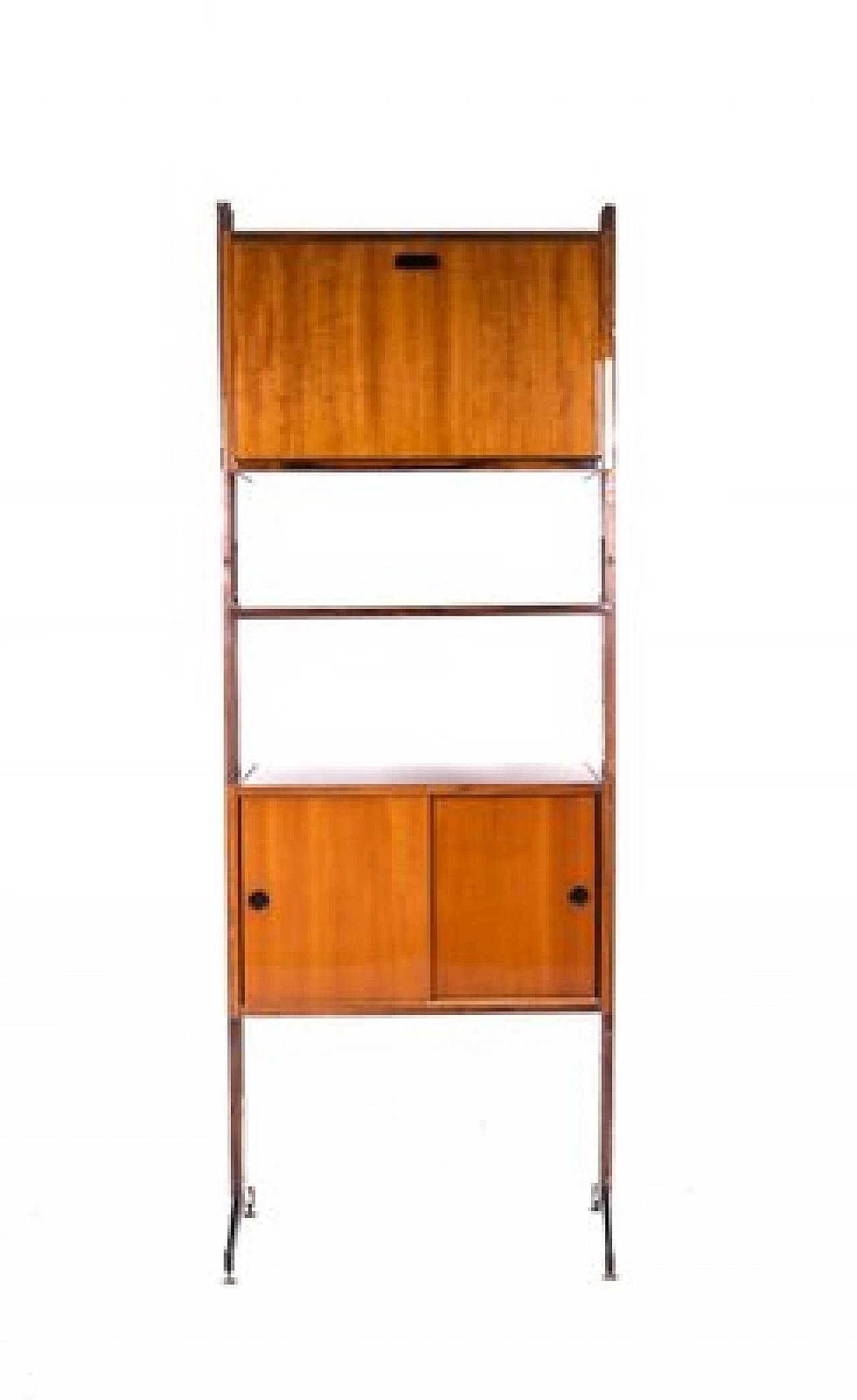 Swedish bookcase in teak & brass two storage compartments, 1970s 1