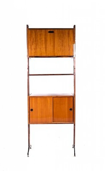 Swedish bookcase in teak & brass two storage compartments, 1970s