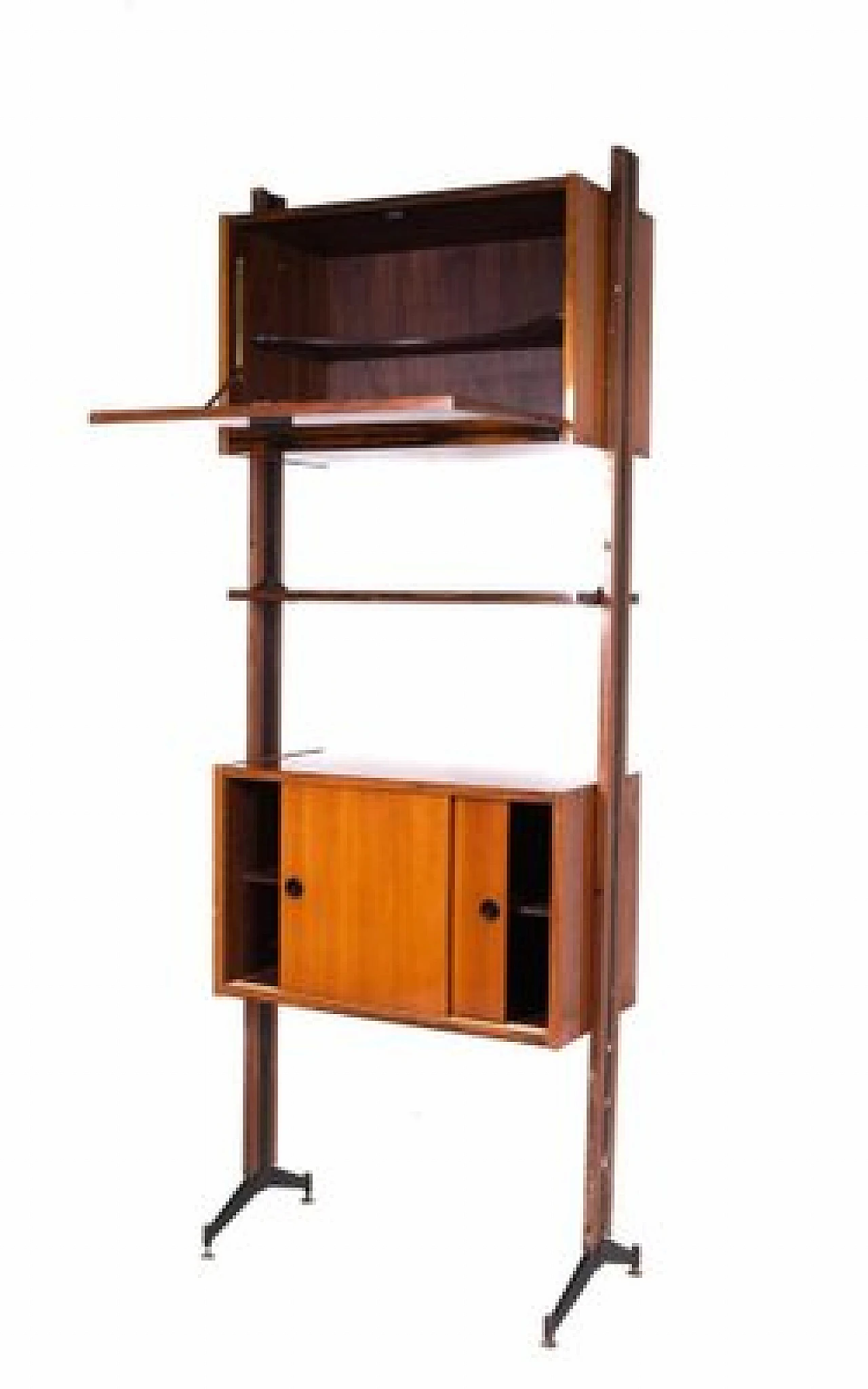 Swedish bookcase in teak & brass two storage compartments, 1970s 2