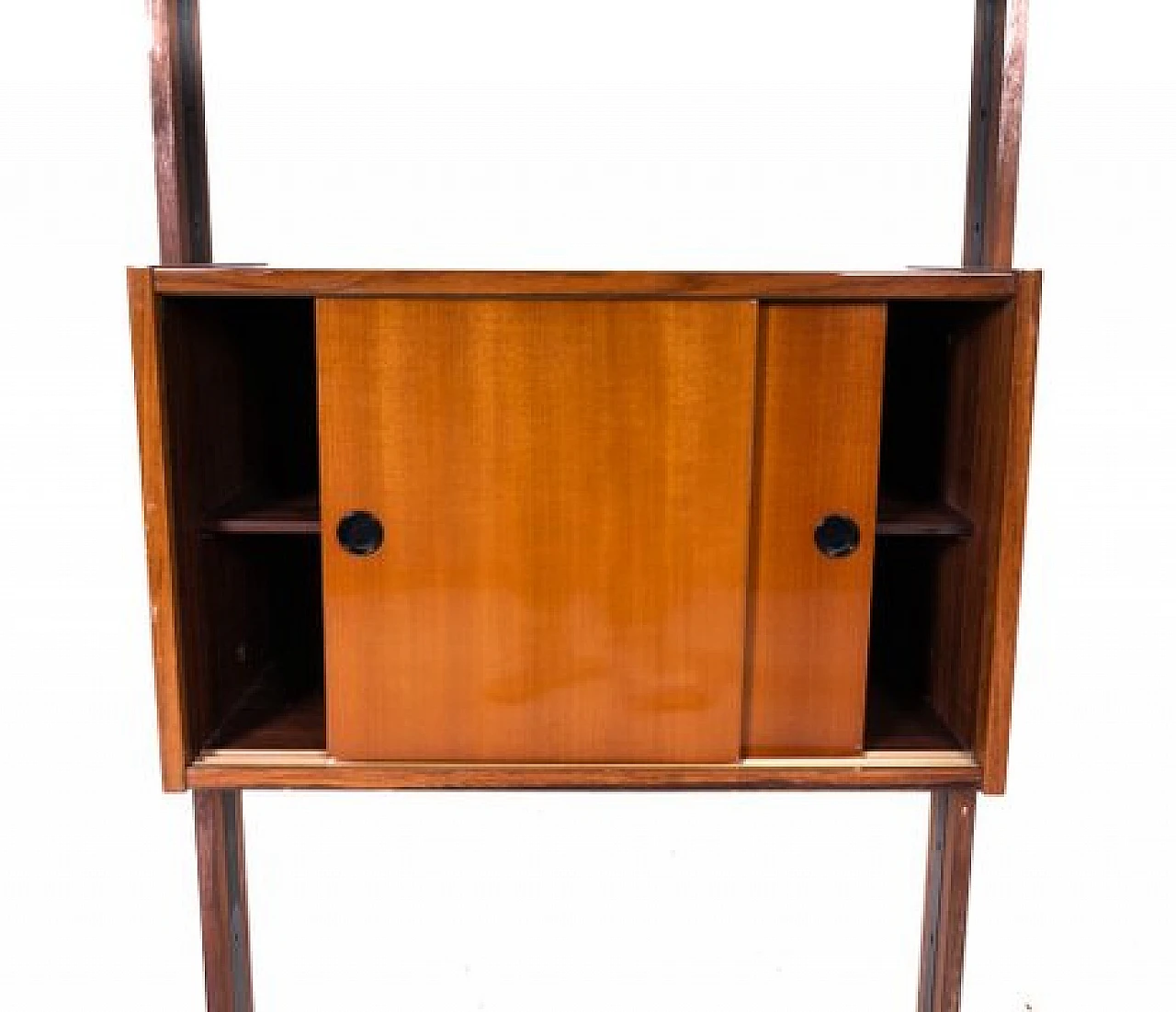 Swedish bookcase in teak & brass two storage compartments, 1970s 3