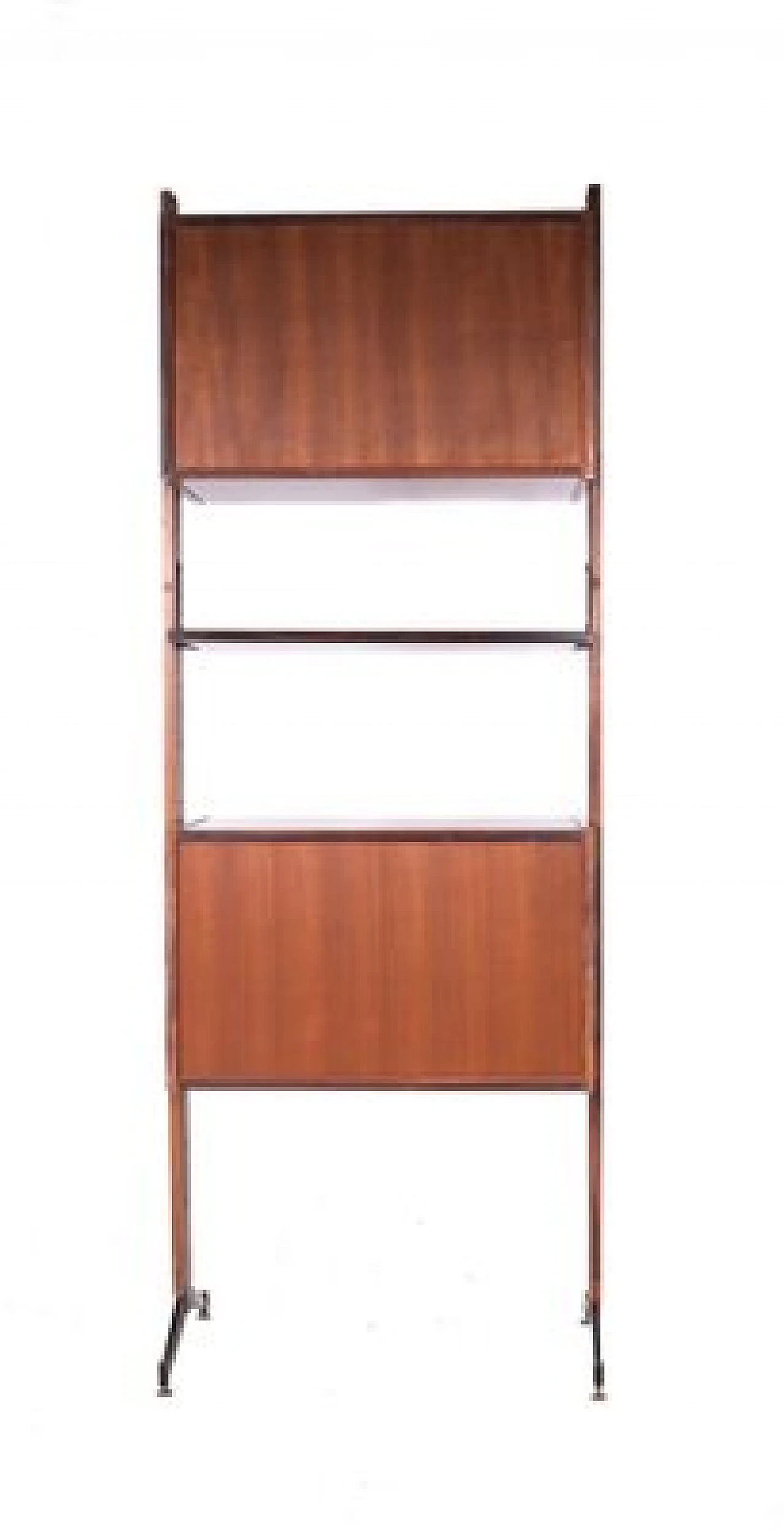 Swedish bookcase in teak & brass two storage compartments, 1970s 5