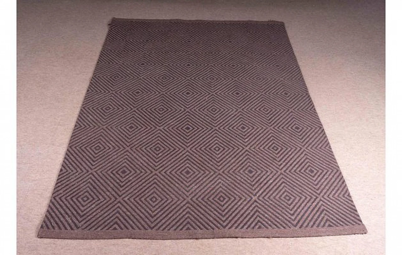 Rectangular rug with rhombs in cotton & wool by Society 1992, 1990s 1