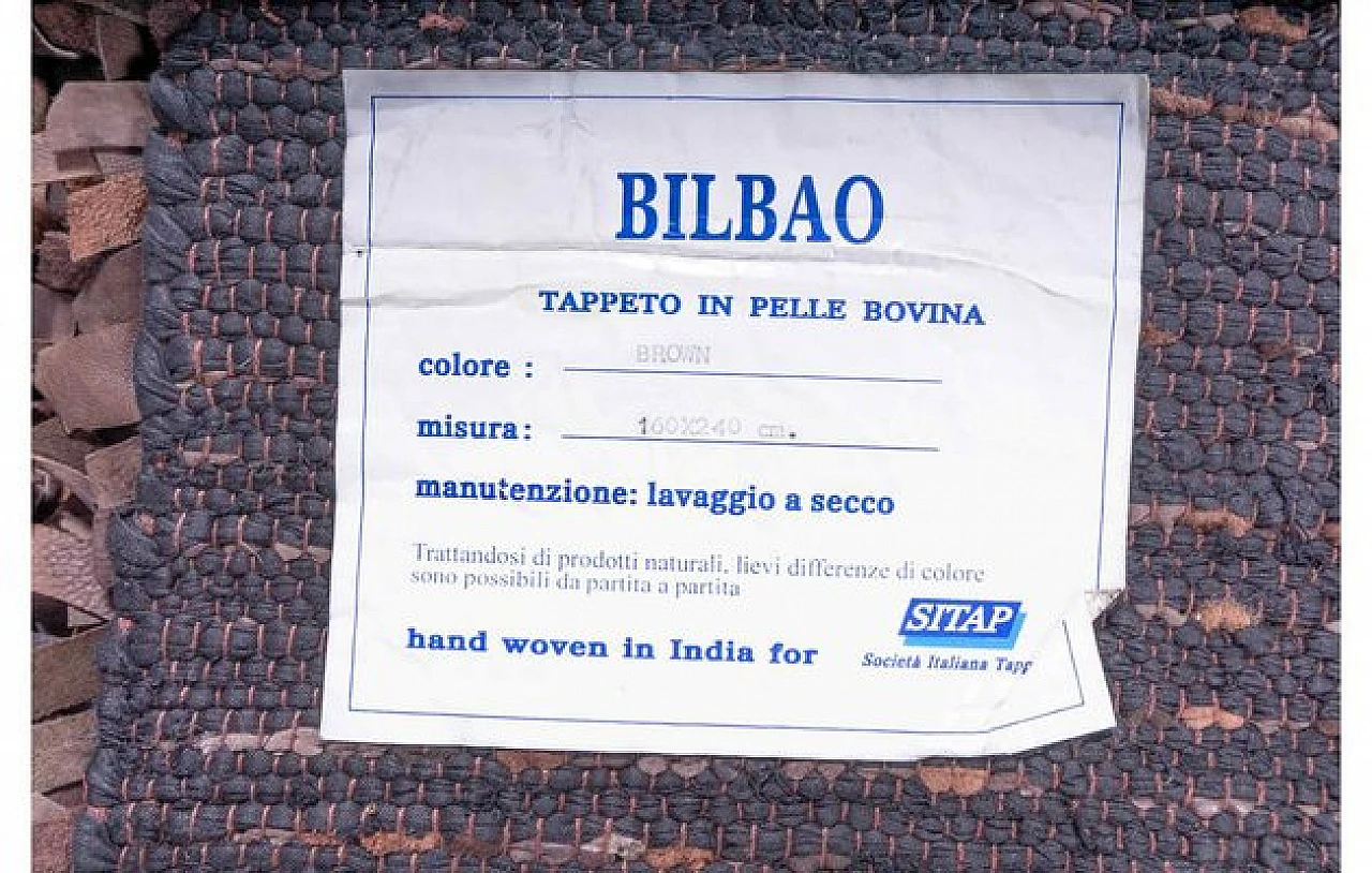 Tappeto Bilbao rettangolare in pelle bovina marrone di Sitap, anni '80 4