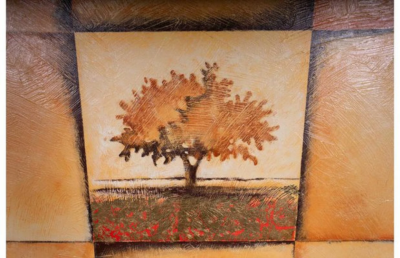 Roberts, composizione con albero, olio su tela, fine '900 2