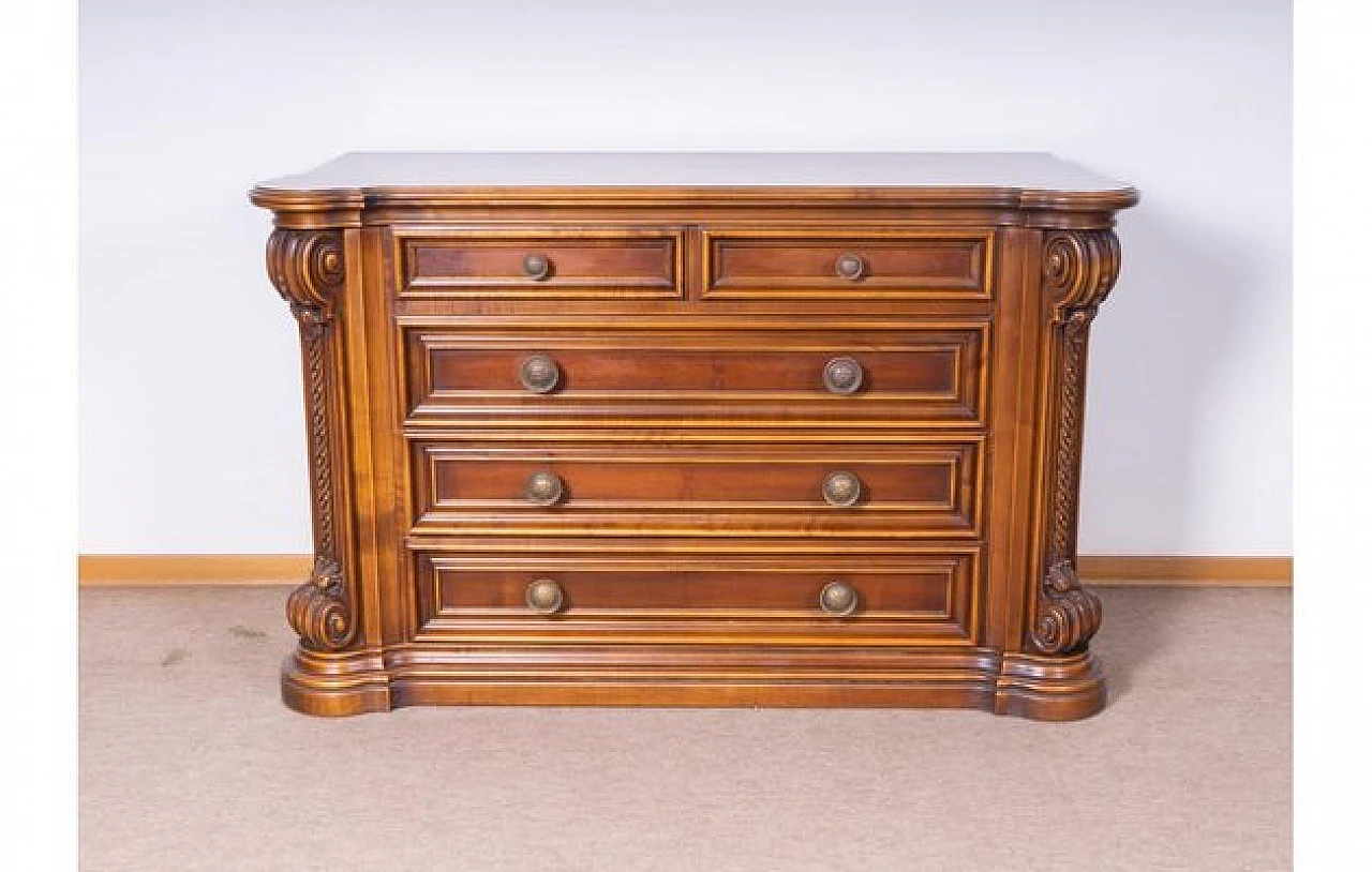 Carved walnut dresser with mirror by Roncoroni, 1970s 2