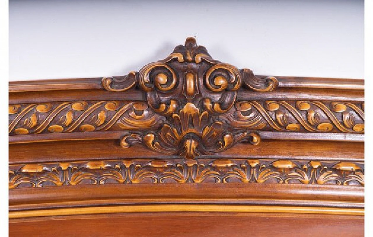 Carved headboard in walnut by Roncoroni, 1970s 4