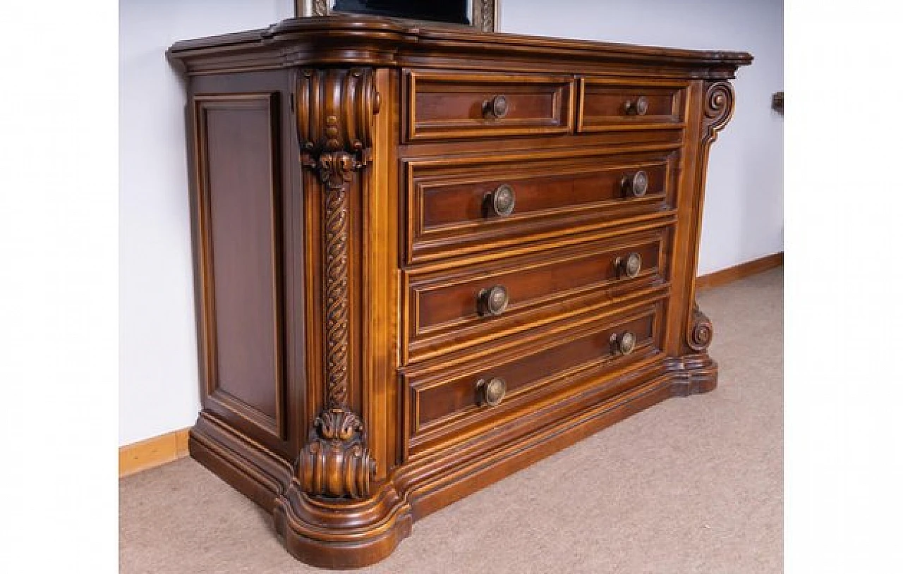 Carved walnut dresser with mirror by Roncoroni, 1970s 4