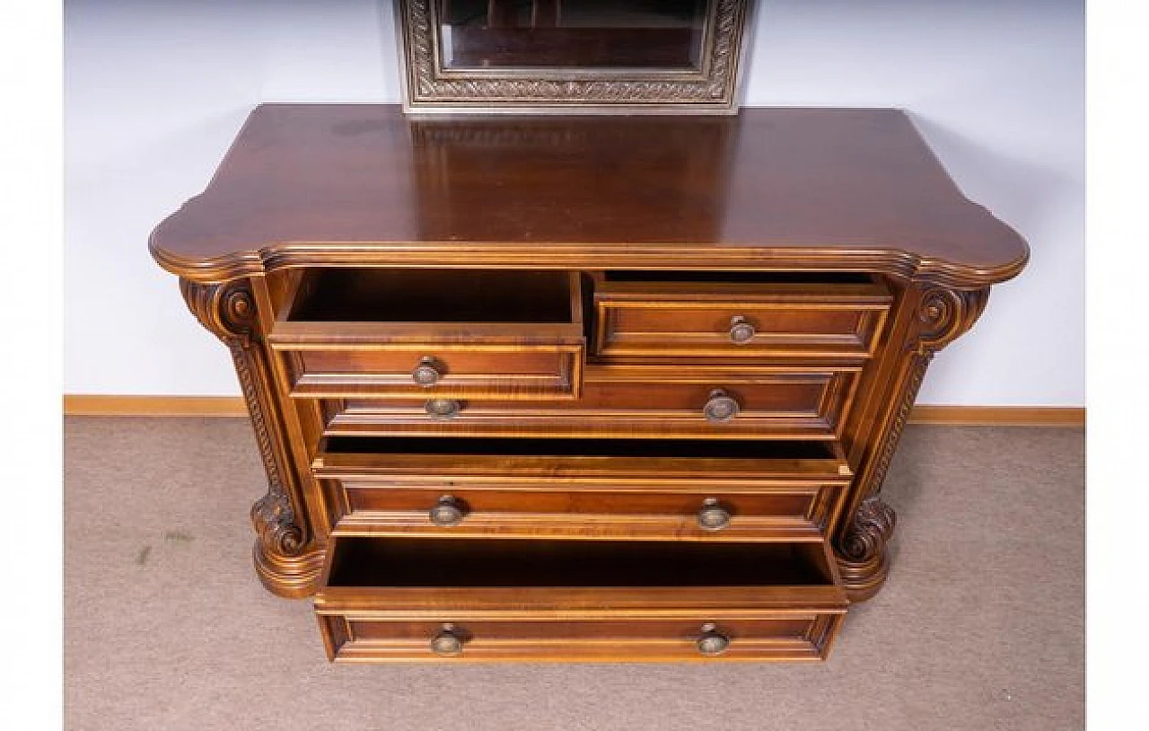 Carved walnut dresser with mirror by Roncoroni, 1970s 5