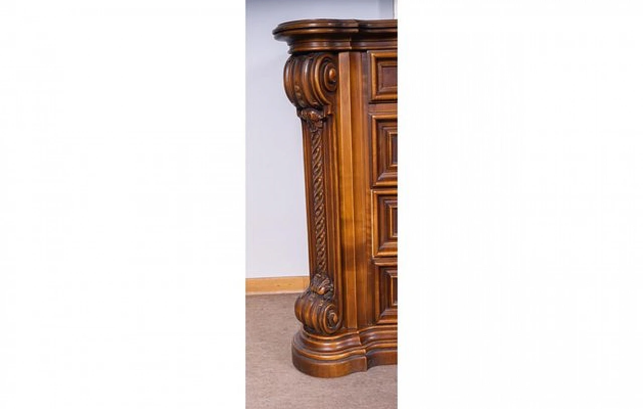 Carved walnut dresser with mirror by Roncoroni, 1970s 6