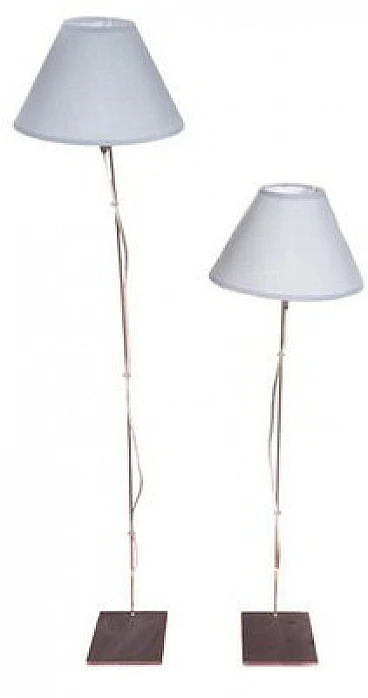 Pair of table lamps with black metal base, mid-20th century