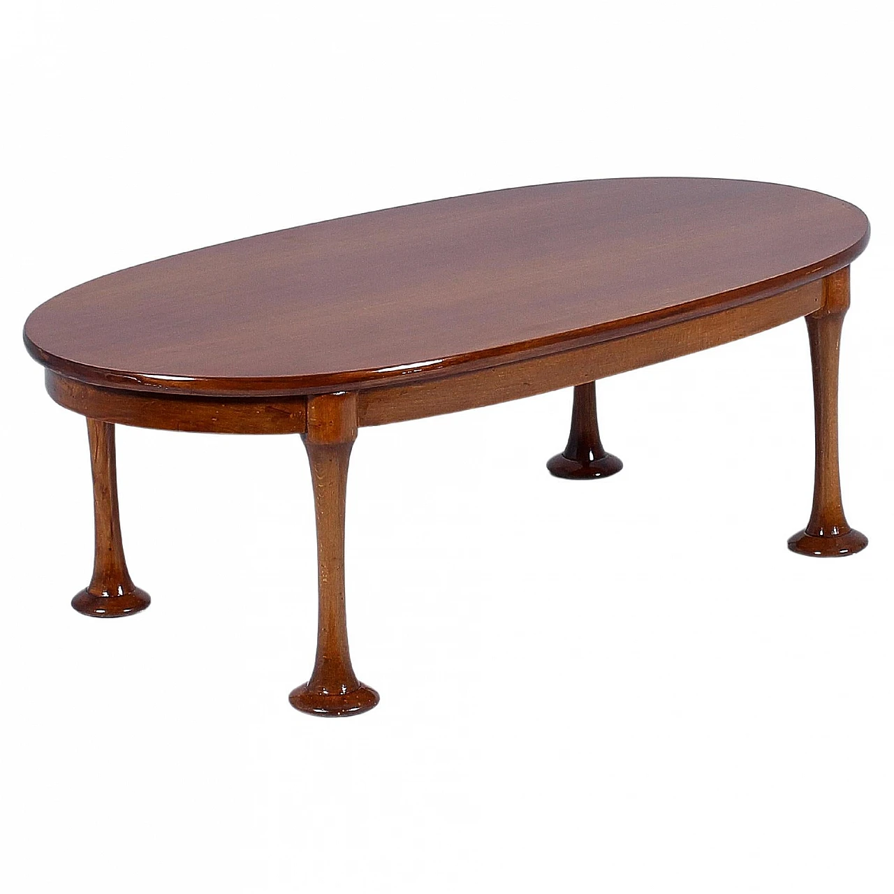 Oval wooden coffee table in the style of A. Mangiarotti, 1960s 1
