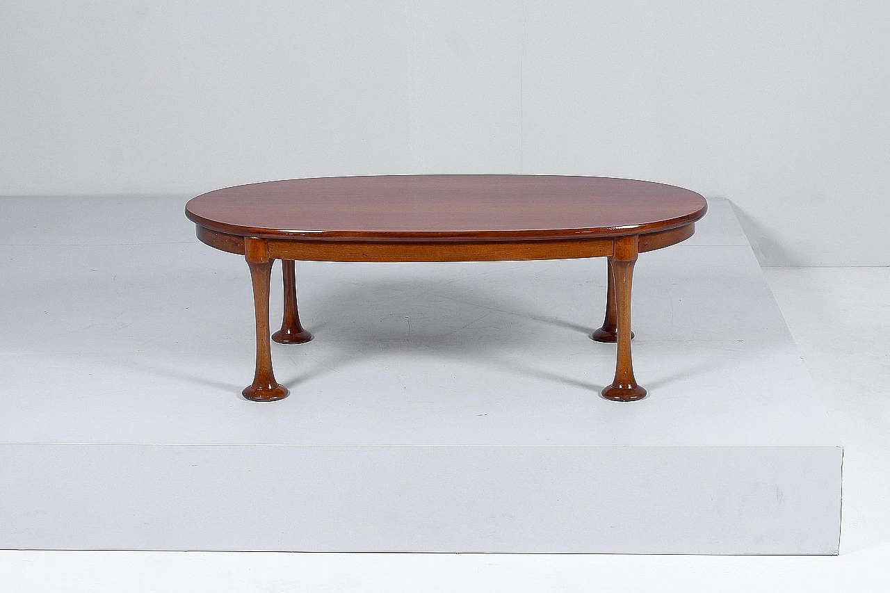 Oval wooden coffee table in the style of A. Mangiarotti, 1960s 2