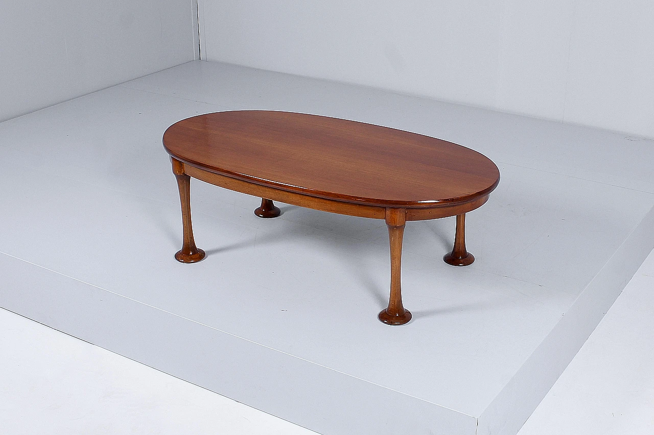 Oval wooden coffee table in the style of A. Mangiarotti, 1960s 3