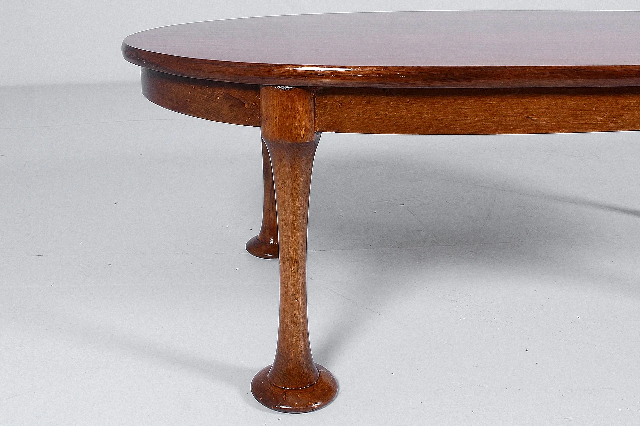 Oval wooden coffee table in the style of A. Mangiarotti, 1960s 6