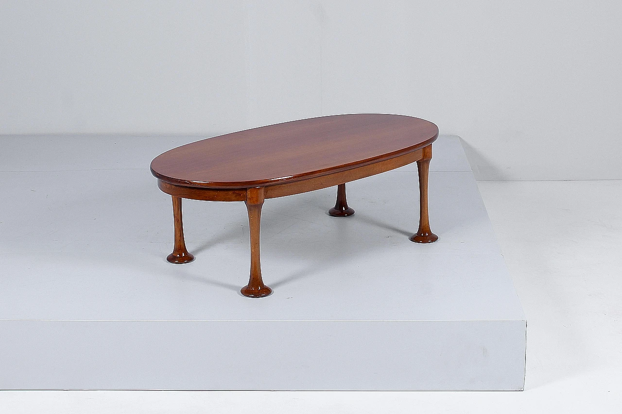 Oval wooden coffee table in the style of A. Mangiarotti, 1960s 7