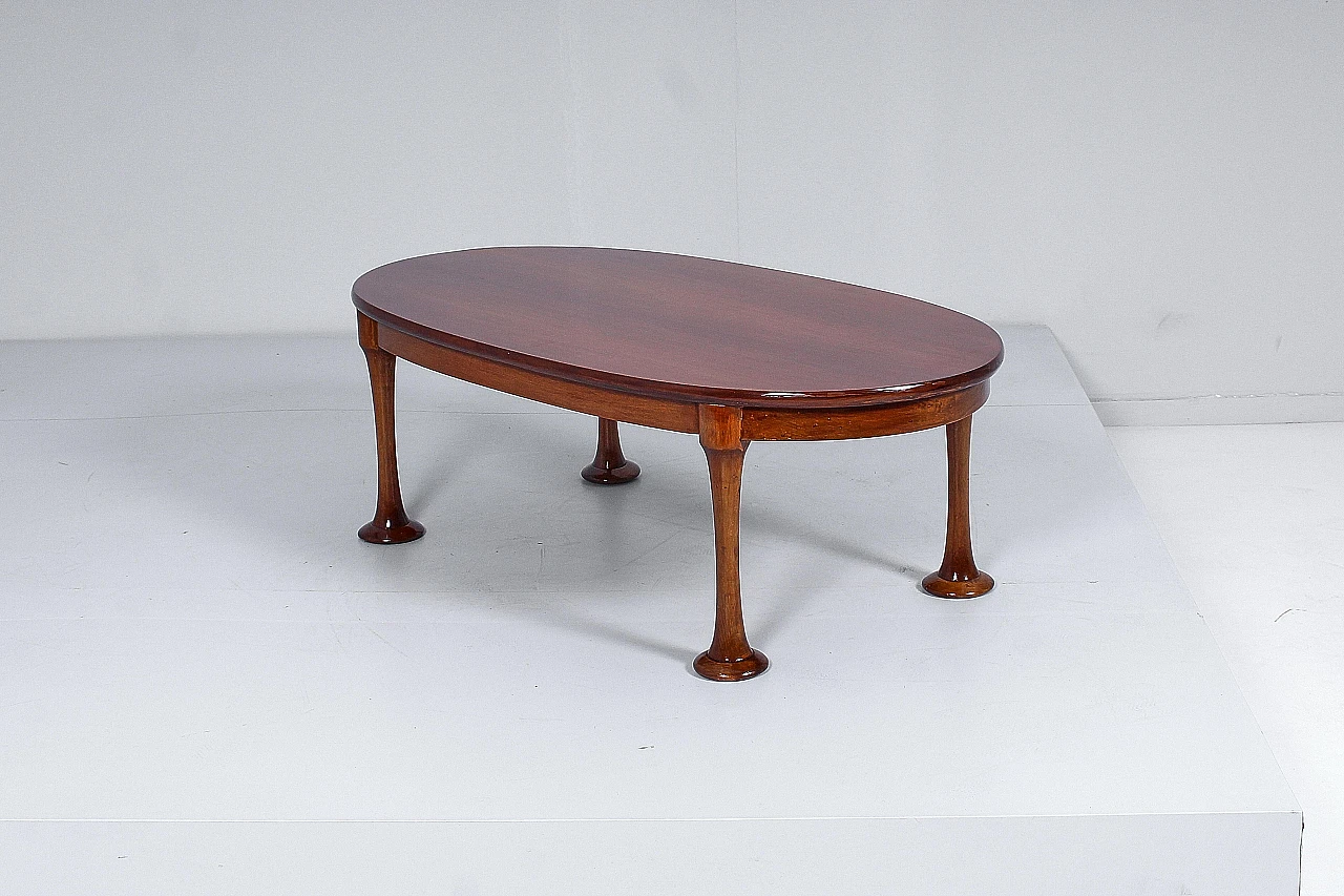 Oval wooden coffee table in the style of A. Mangiarotti, 1960s 9