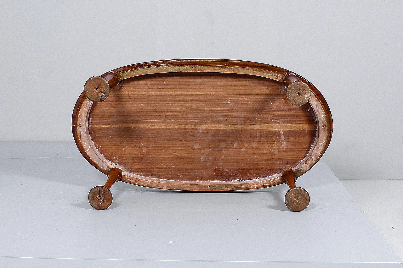 Oval wooden coffee table in the style of A. Mangiarotti, 1960s 10