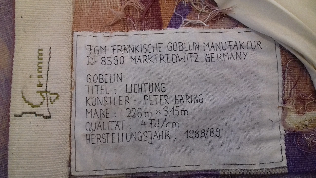 P. Haring and L. Grimm-Seidinger, Lichtung gobelin tapestry, 1988 4