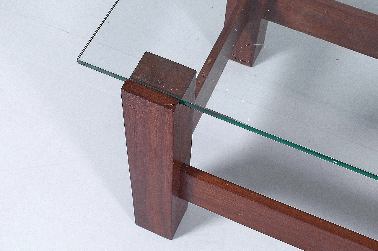 Wood and glass coffee table in the style of Fontana Arte, 1960s 5