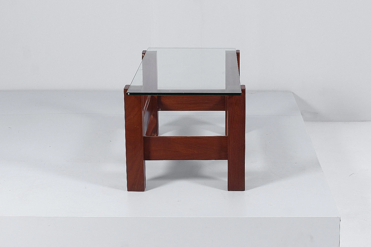 Wood and glass coffee table in the style of Fontana Arte, 1960s 8