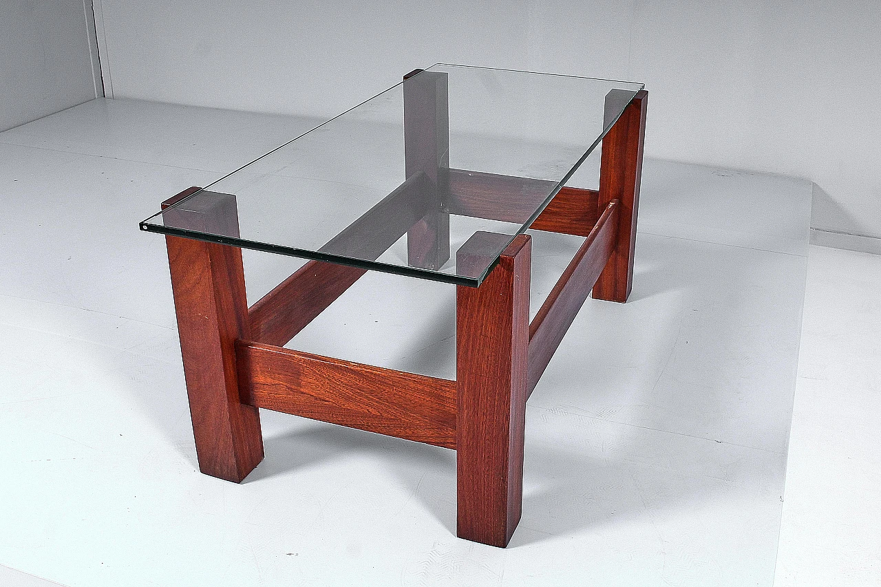 Wood and glass coffee table in the style of Fontana Arte, 1960s 9
