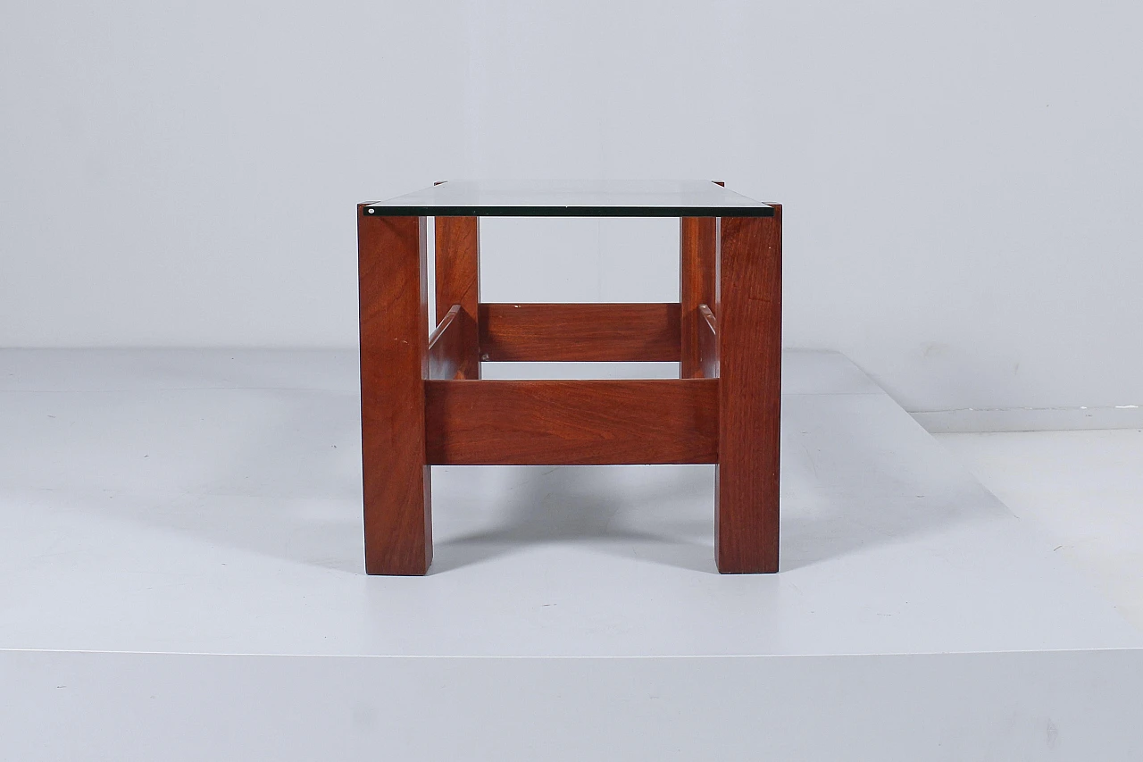 Wood and glass coffee table in the style of Fontana Arte, 1960s 10