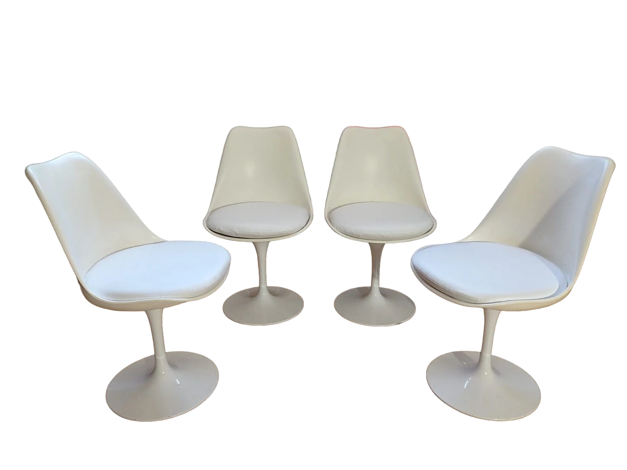 4 White Tulip 769-S chairs by Eero Saarinen for Alivar, 1980s 17