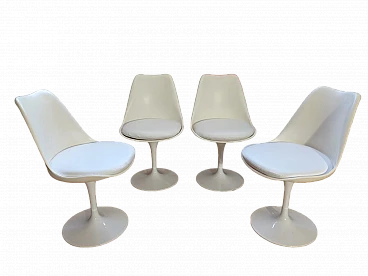 4 White Tulip 769-S chairs by Eero Saarinen for Alivar, 1980s