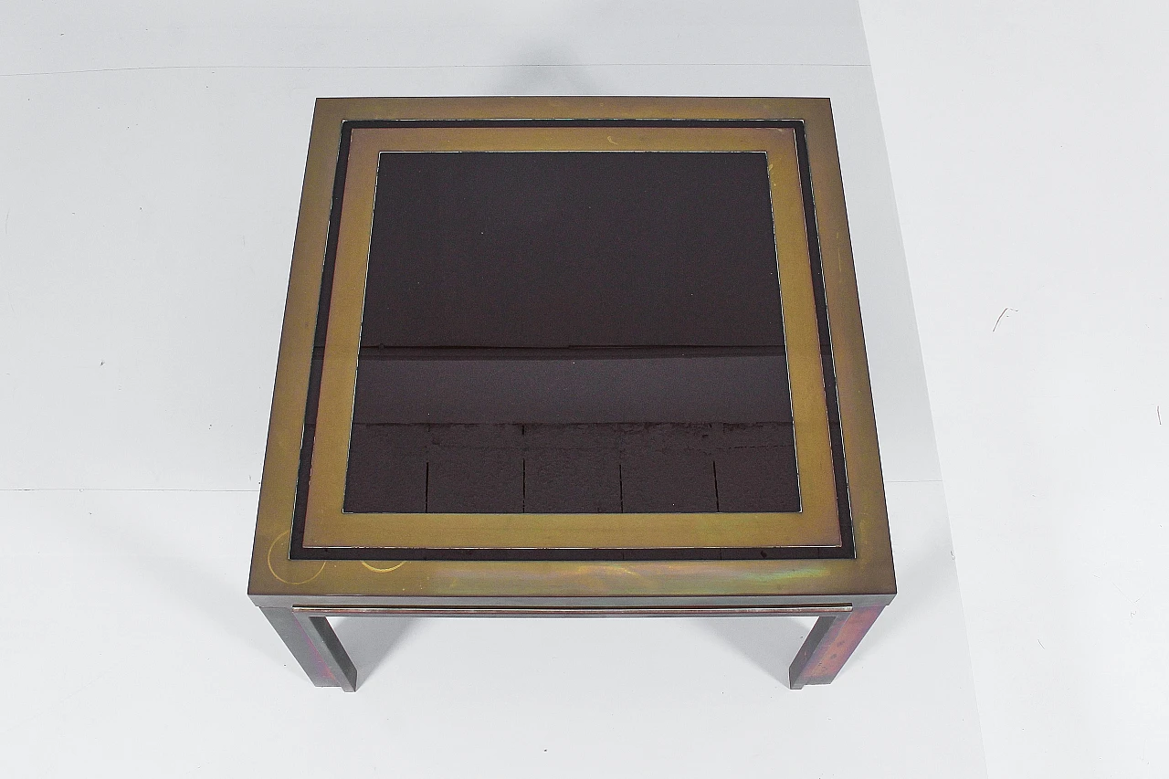 Brass and dark glass coffee table attributed to Maison Jansen, 1970s 8