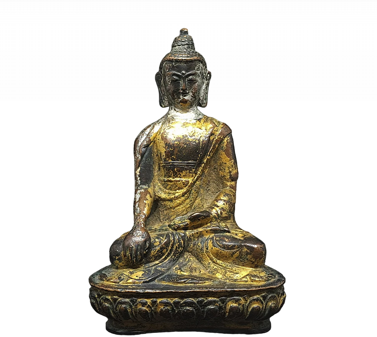 Bronze sculpture of Buddha Sakyamuni on flower-shaped base 11