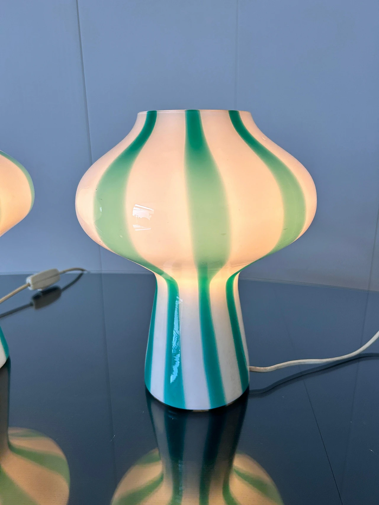 Pair of Fungo table lamps by Massimo Vignelli for Venini, 1955 13