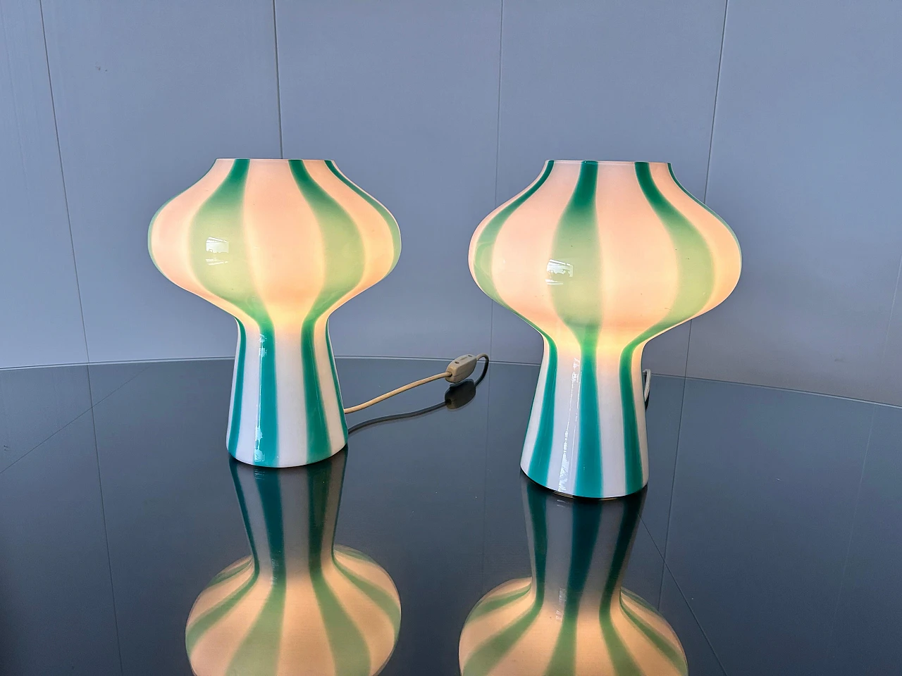 Pair of Fungo table lamps by Massimo Vignelli for Venini, 1955 16