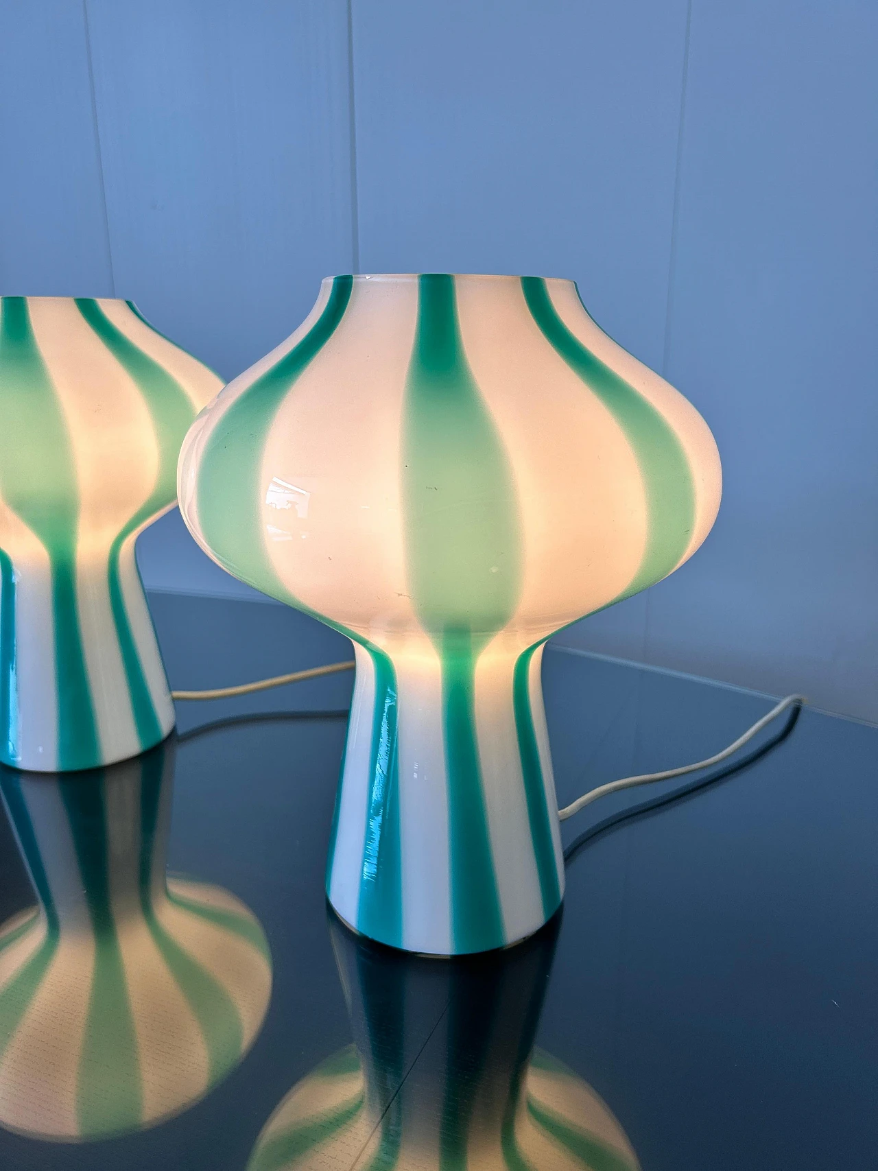 Pair of Fungo table lamps by Massimo Vignelli for Venini, 1955 17