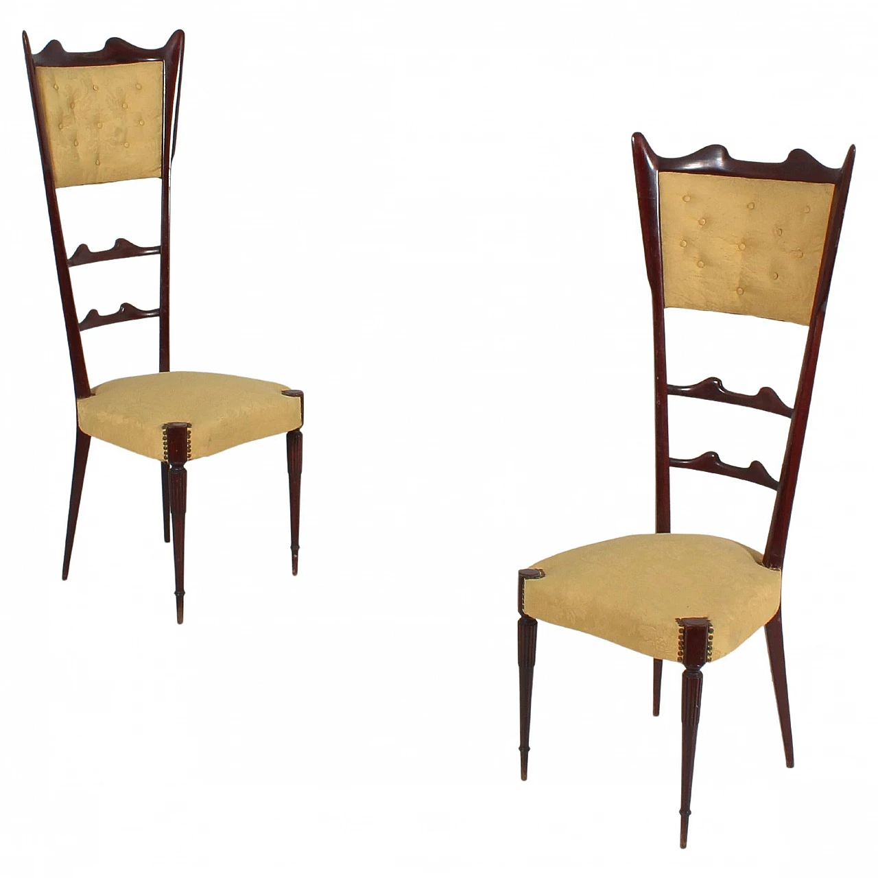 Pair of high-back chairs in Gio Ponti style, 1950s 1