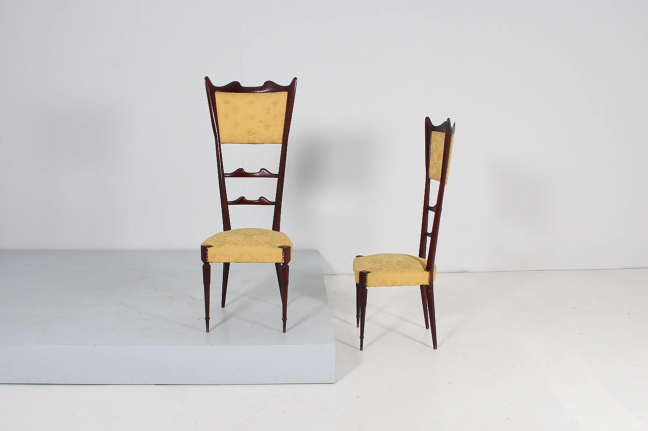 Pair of high-back chairs in Gio Ponti style, 1950s 2