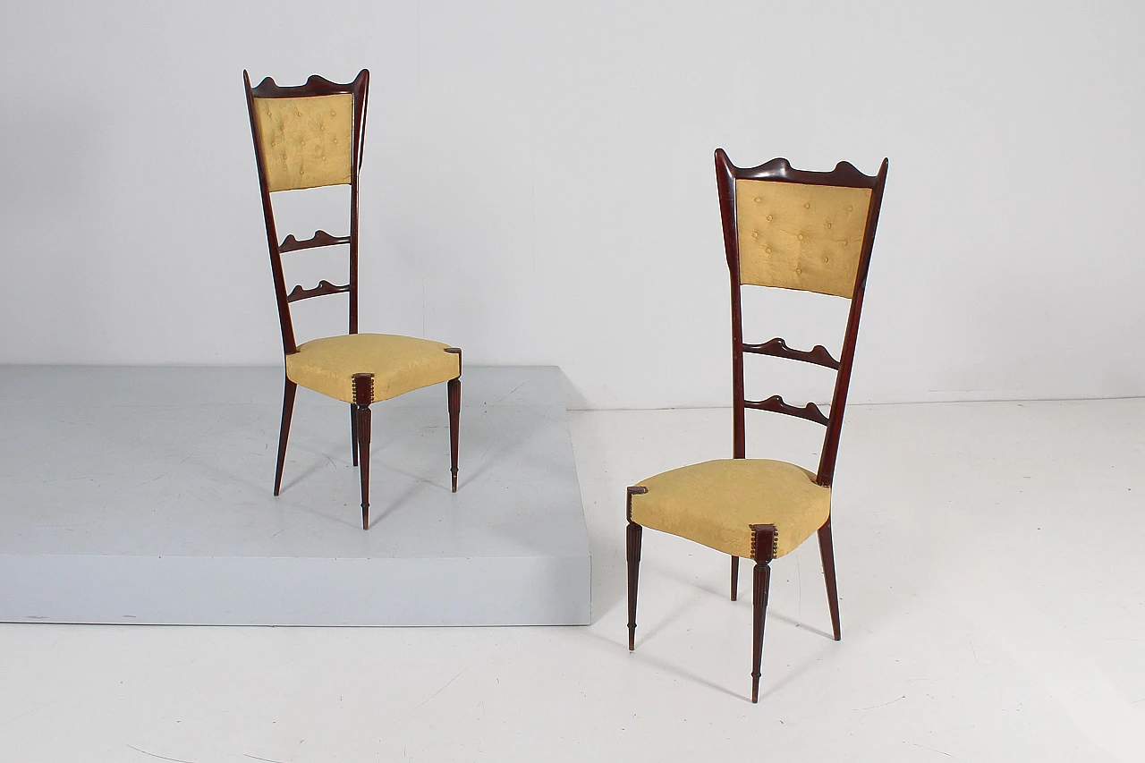 Pair of high-back chairs in Gio Ponti style, 1950s 3