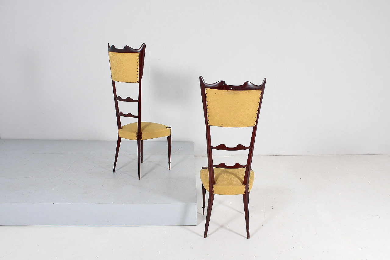 Pair of high-back chairs in Gio Ponti style, 1950s 4