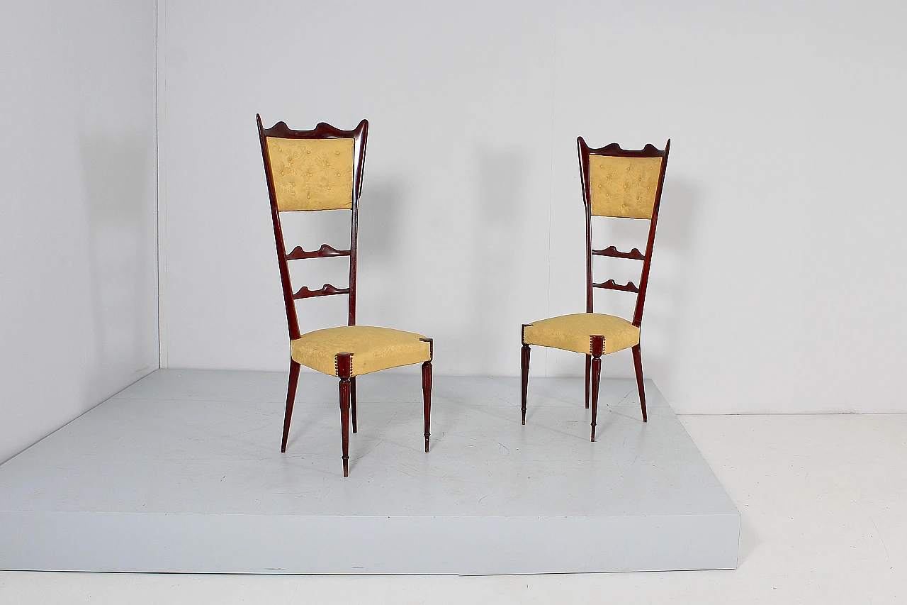 Pair of high-back chairs in Gio Ponti style, 1950s 5